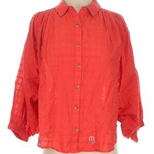 Mother Don't Lose Your Shirt Blouse Size XS 3/4 Sleeve Button Down Cotton Logo